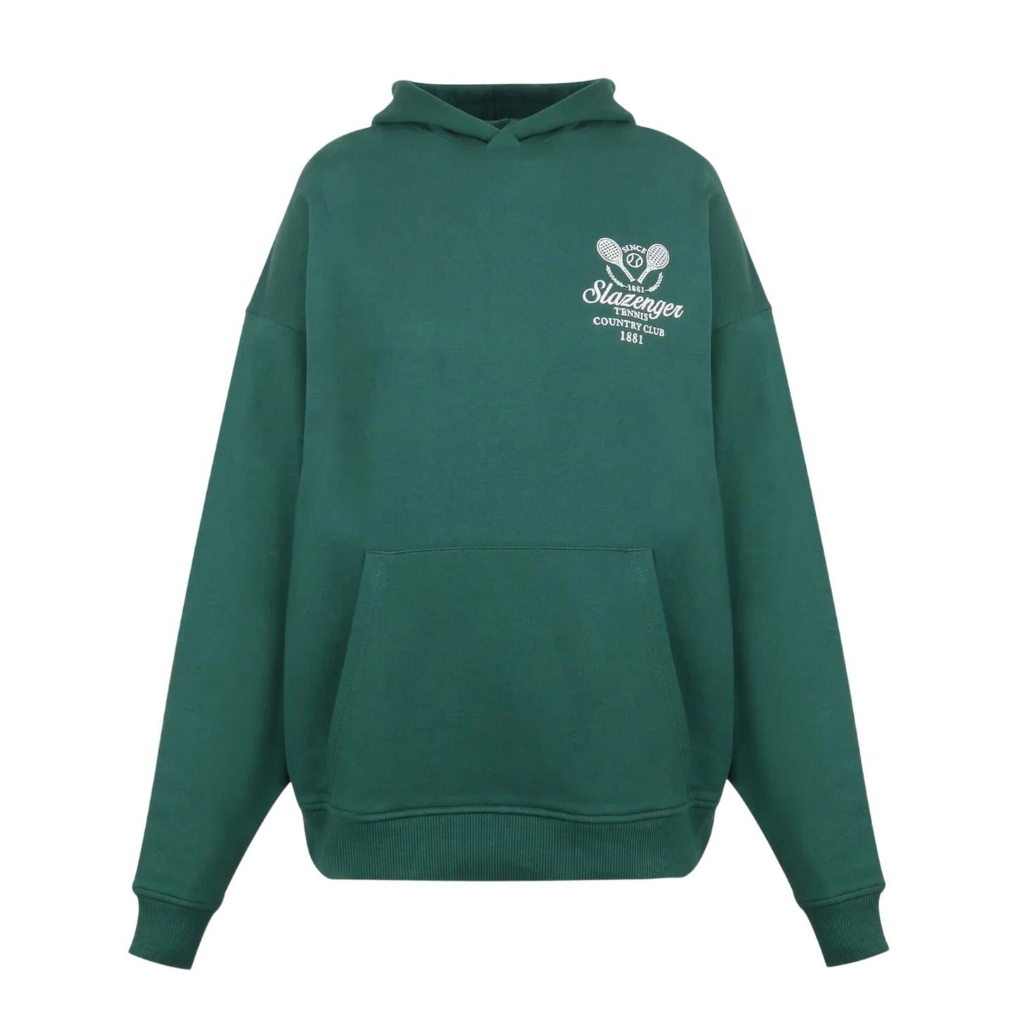 Green - Front - Slazenger Womens-Ladies Logo Drop Shoulder Hoodie