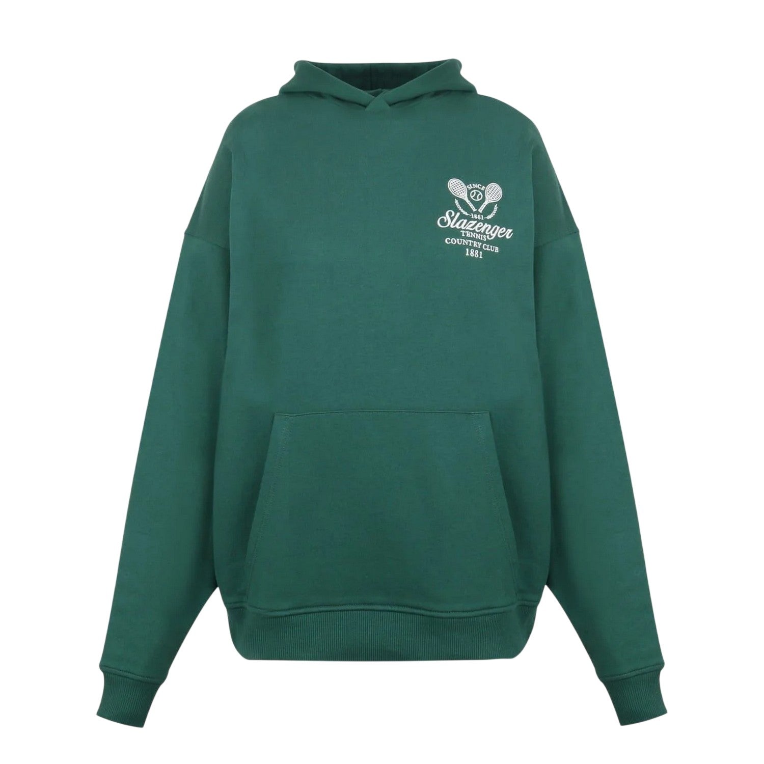 Green - Front - Slazenger Womens-Ladies Logo Drop Shoulder Hoodie