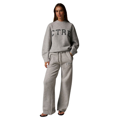 Grey - Lifestyle - Couture Womens-Ladies Club Knitted Crew Neck Jumper