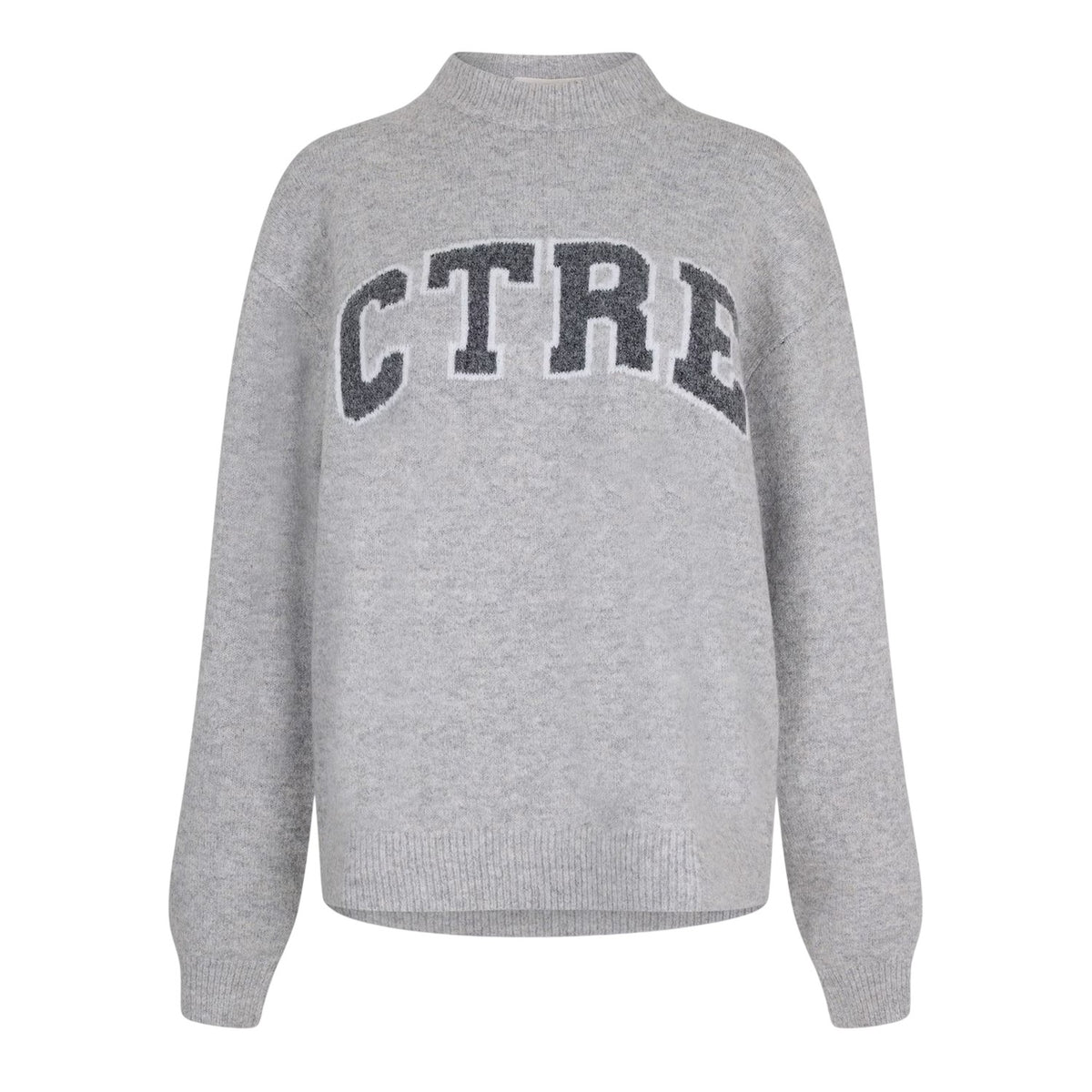 Grey - Front - Couture Womens-Ladies Club Knitted Crew Neck Jumper