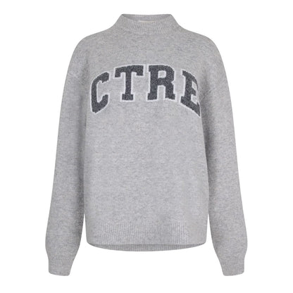 Grey - Front - Couture Womens-Ladies Club Knitted Crew Neck Jumper