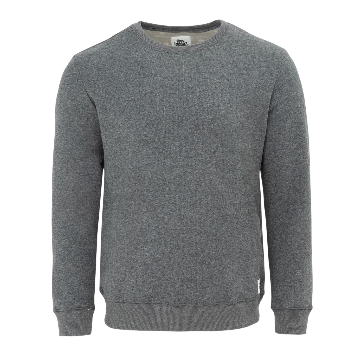 Dark Grey Marl - Front - Lonsdale Mens Crew Neck Regular Long-Sleeved Sweatshirt