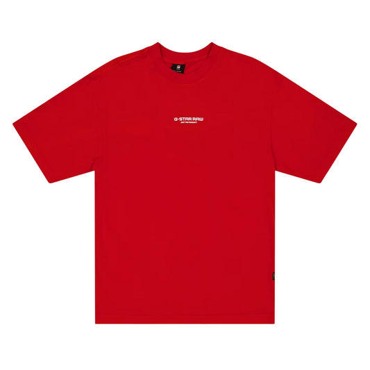 Red - Front - G-Star Childrens-Kids Lettering Crew Neck Oversized T-Shirt