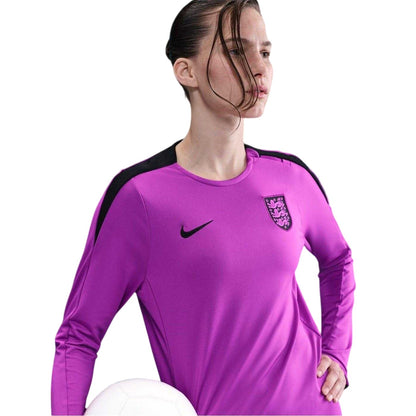 Purple-Black - Side - Nike Womens-Ladies Strike England Dri-FIT Top