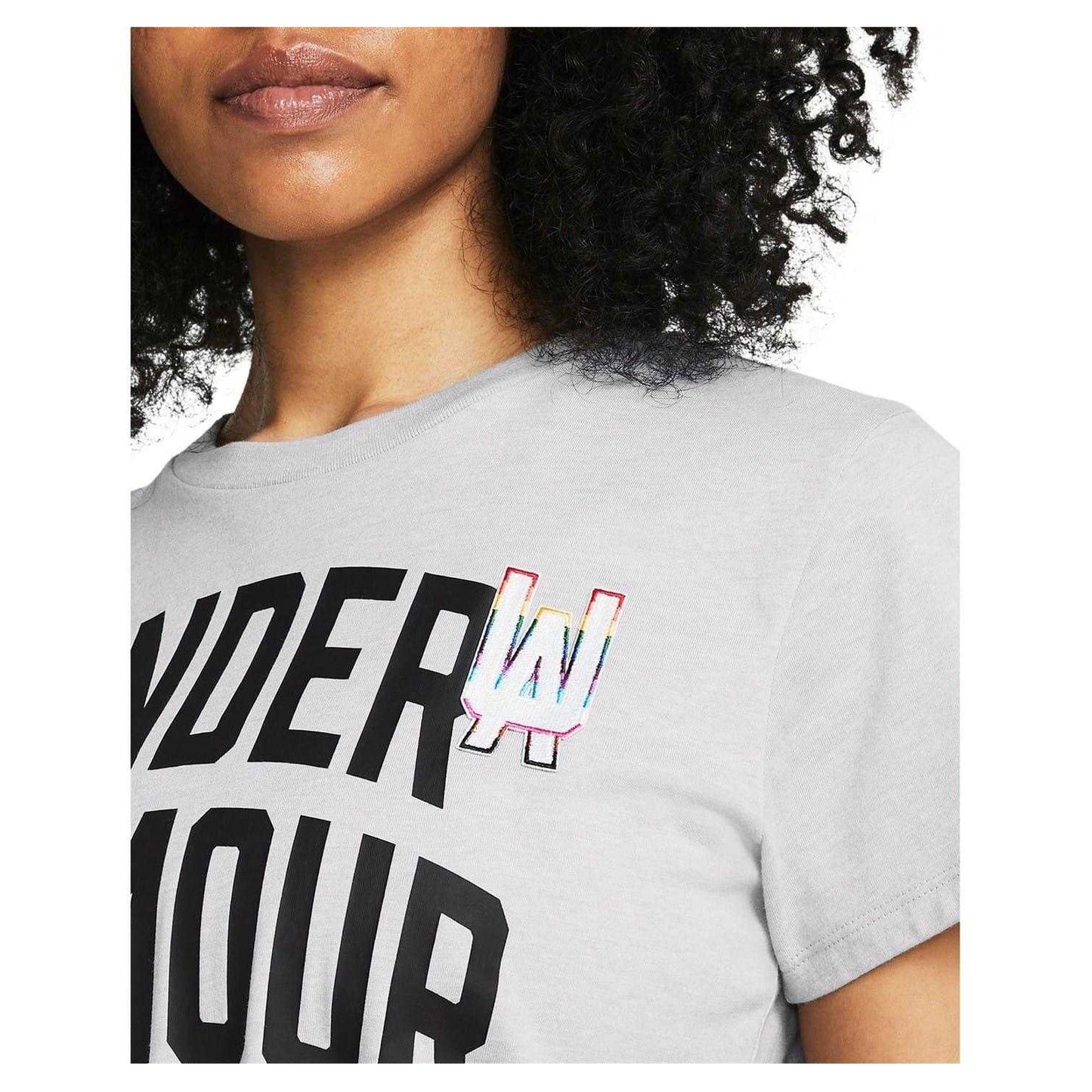 Grey - Side - Under Armour Womens-Ladies Pride Embroidered Crew Neck T-Shirt