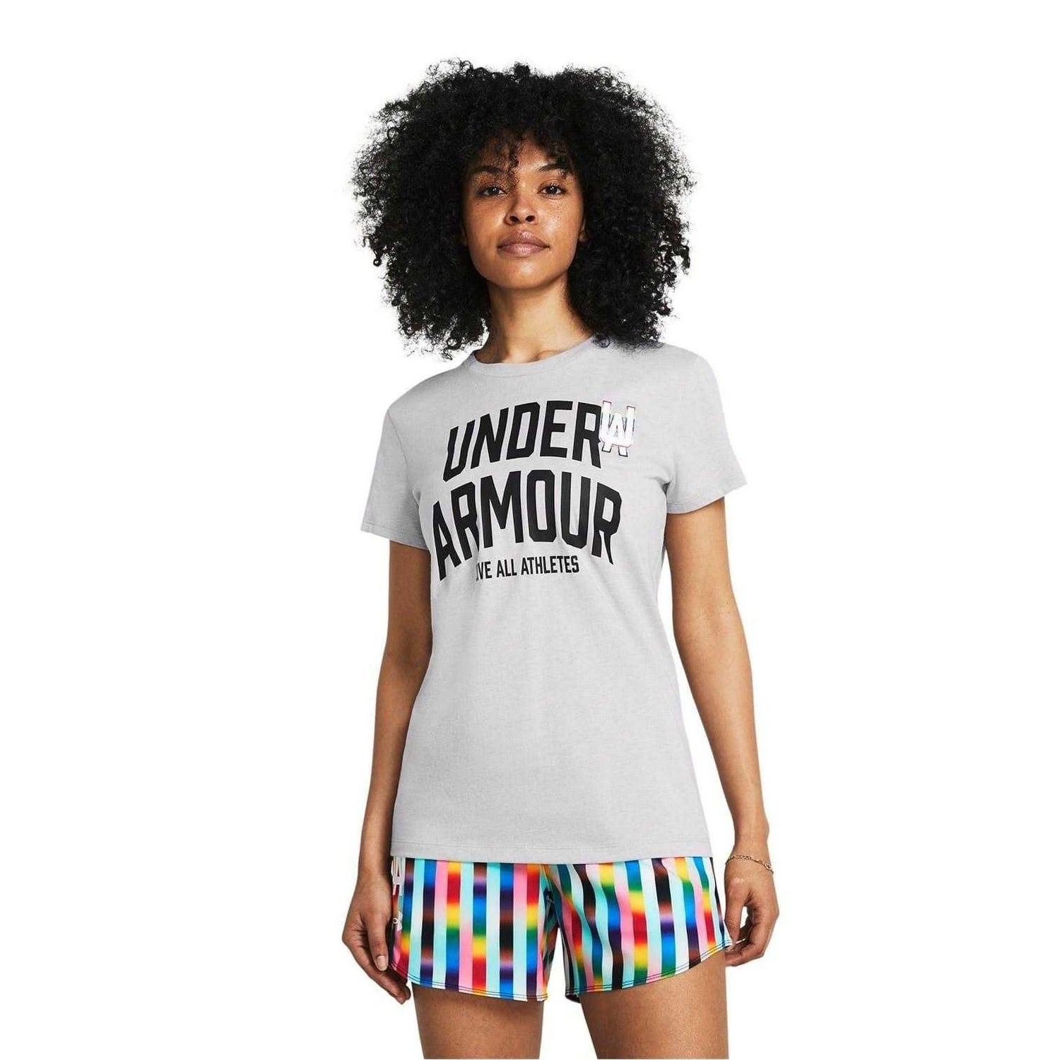 Grey - Lifestyle - Under Armour Womens-Ladies Pride Embroidered Crew Neck T-Shirt