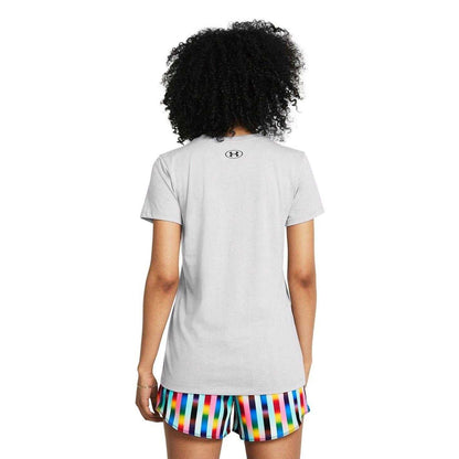 Grey - Pack Shot - Under Armour Womens-Ladies Pride Embroidered Crew Neck T-Shirt