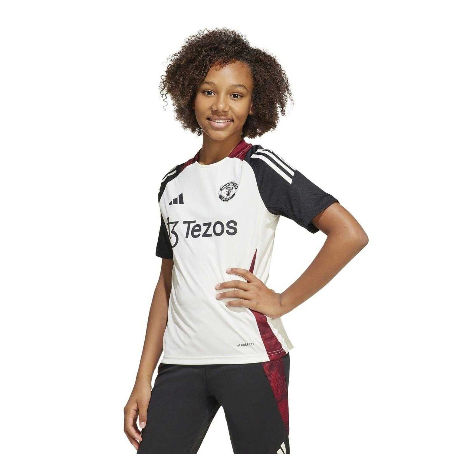 Off White-Black - Side - Adidas Childrens-Kids Tiro 24 Manchester United FC Training Jersey