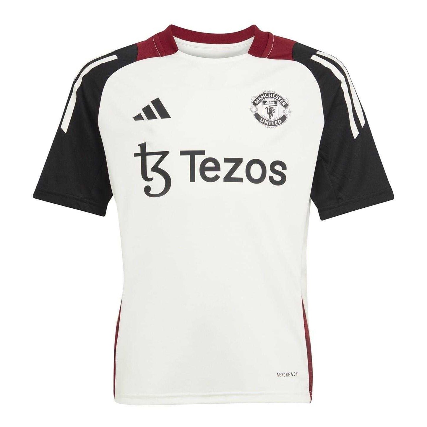 Off White-Black - Front - Adidas Childrens-Kids Tiro 24 Manchester United FC Training Jersey