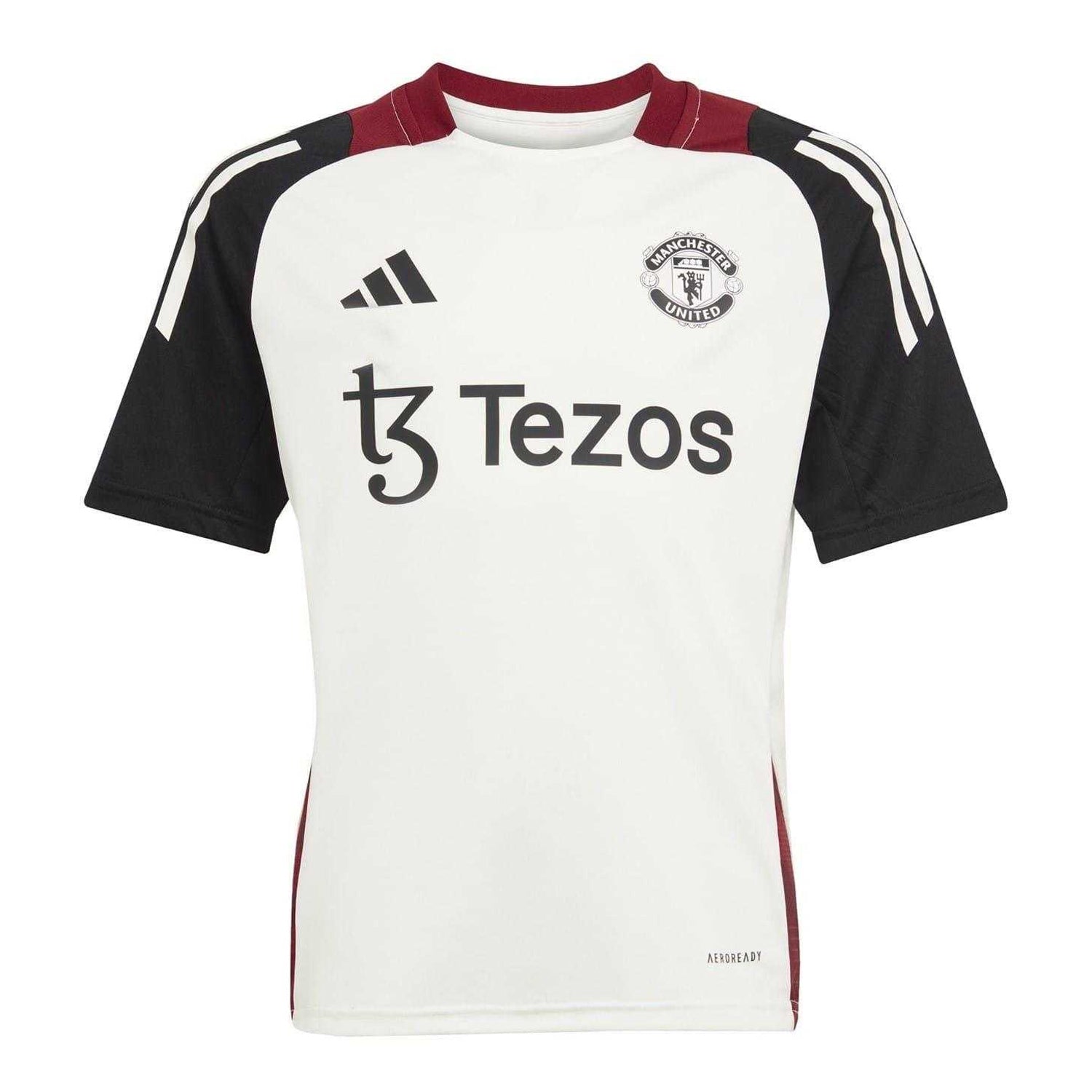 Off White-Black - Front - Adidas Childrens-Kids Tiro 24 Manchester United FC Training Jersey