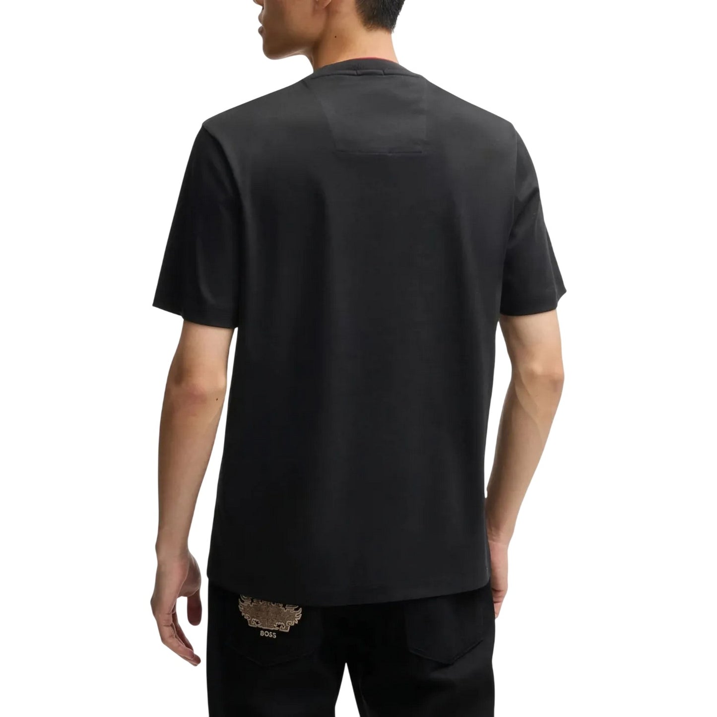 Black - Back - Boss Mens Embroidered Logo Crew Neck T-Shirt