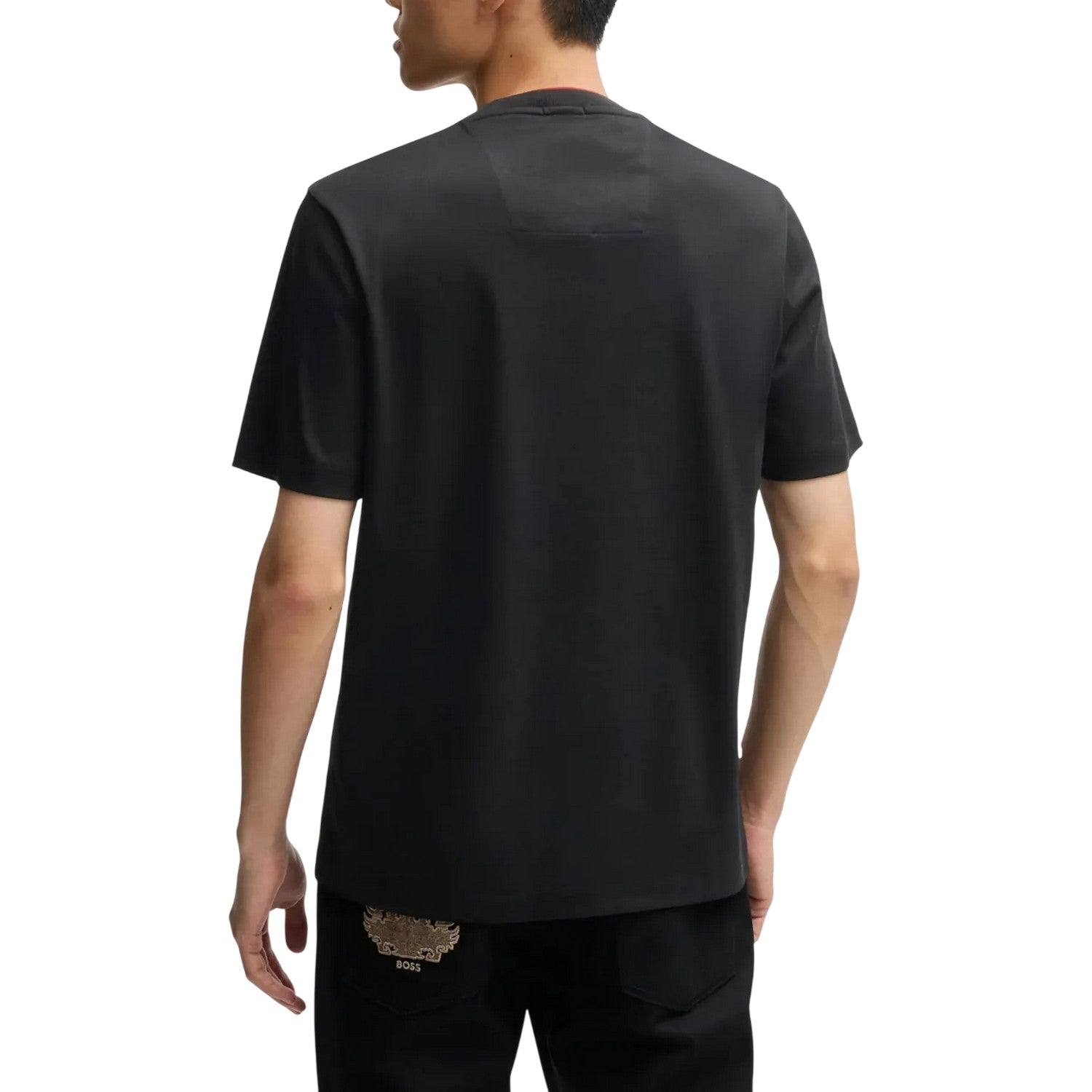 Black - Back - Boss Mens Embroidered Logo Crew Neck T-Shirt