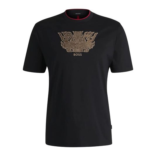 Black - Front - Boss Mens Embroidered Logo Crew Neck T-Shirt