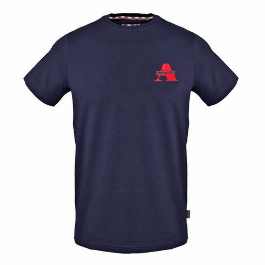 Navy - Front - Aquascutum Mens Logo Crew Neck T-Shirt