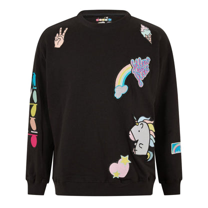 Black - Front - Diadora Childrens-Kids Unicorn Sweatshirt