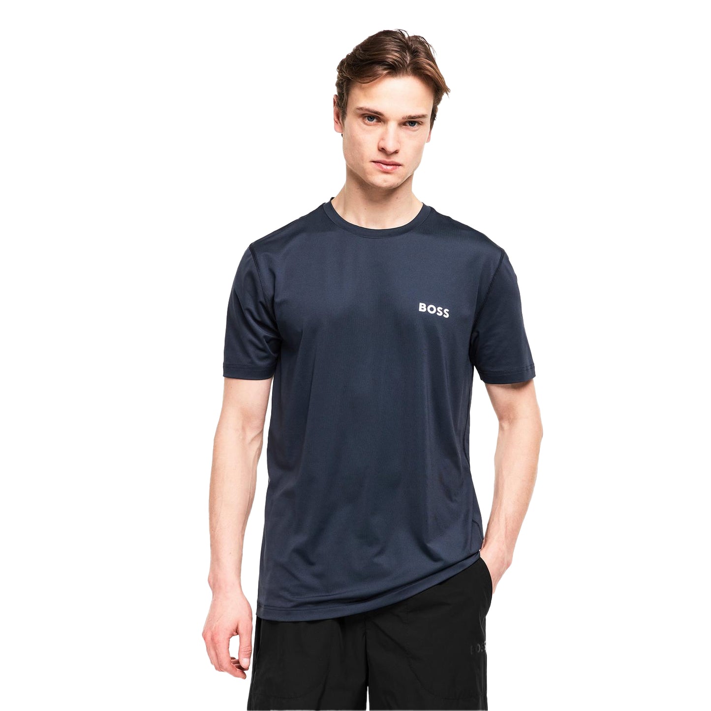 Navy - Side - Boss Mens Competition Logo Crew Neck T-Shirt