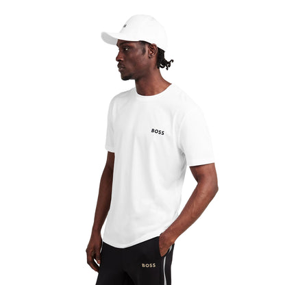 White - Side - Boss Mens Competition Logo Crew Neck T-Shirt