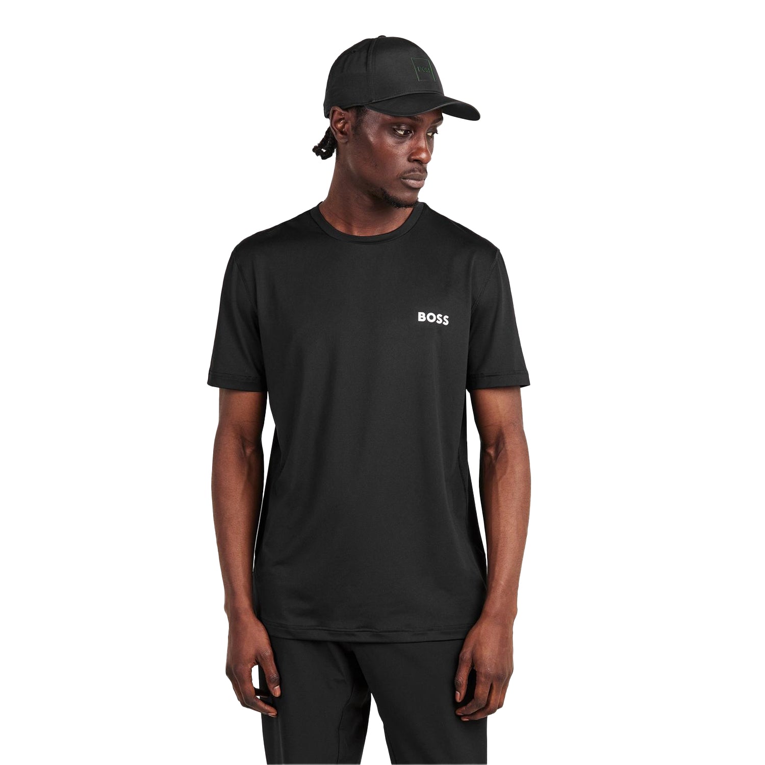 Black - Side - Boss Mens Competition Logo Crew Neck T-Shirt