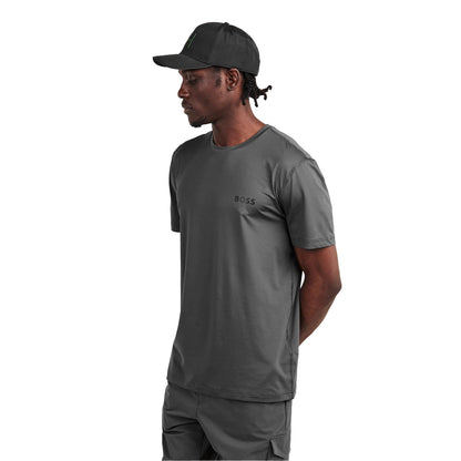 Grey - Side - Boss Mens Competition Logo Crew Neck T-Shirt