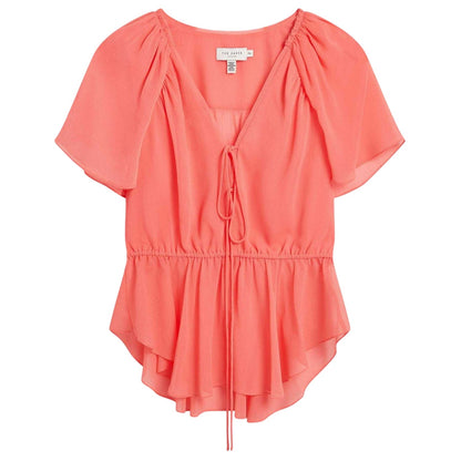 Coral - Front - Ted Baker Womens-Ladies Woven Peplum Top