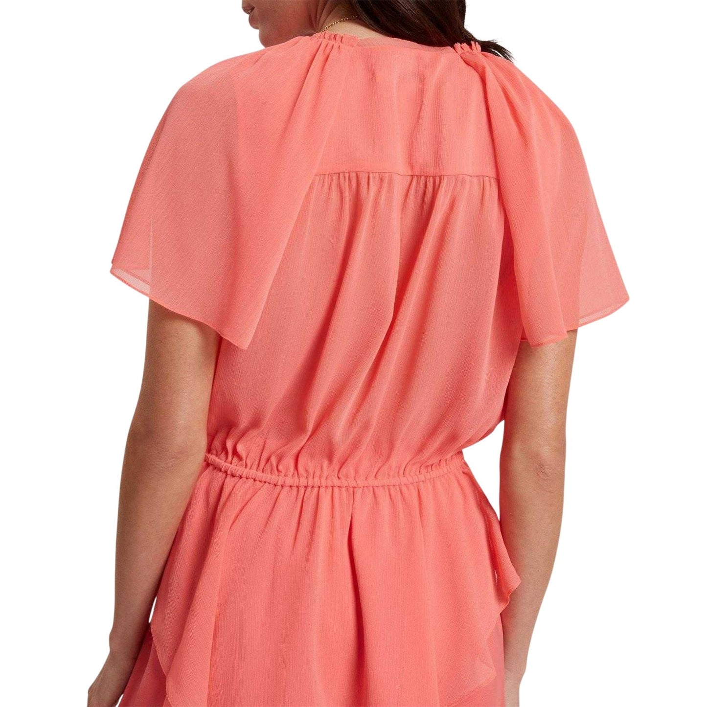 Coral - Back - Ted Baker Womens-Ladies Woven Peplum Top