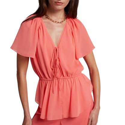 Coral - Side - Ted Baker Womens-Ladies Woven Peplum Top