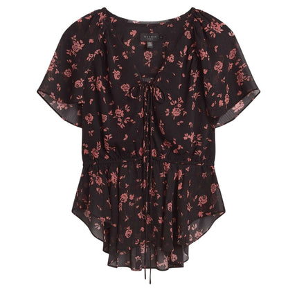 Black - Front - Ted Baker Womens-Ladies Woven Peplum Top