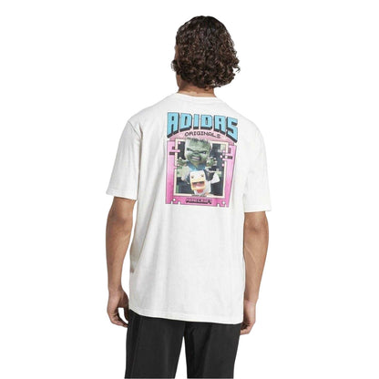 Off White - Back - Adidas Mens Originals Minecraft Crew Neck T-Shirt