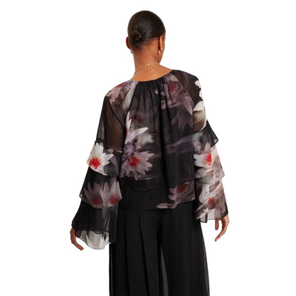 Black - Back - Ted Baker Womens-Ladies V Neck Loose Ruffle Blouse