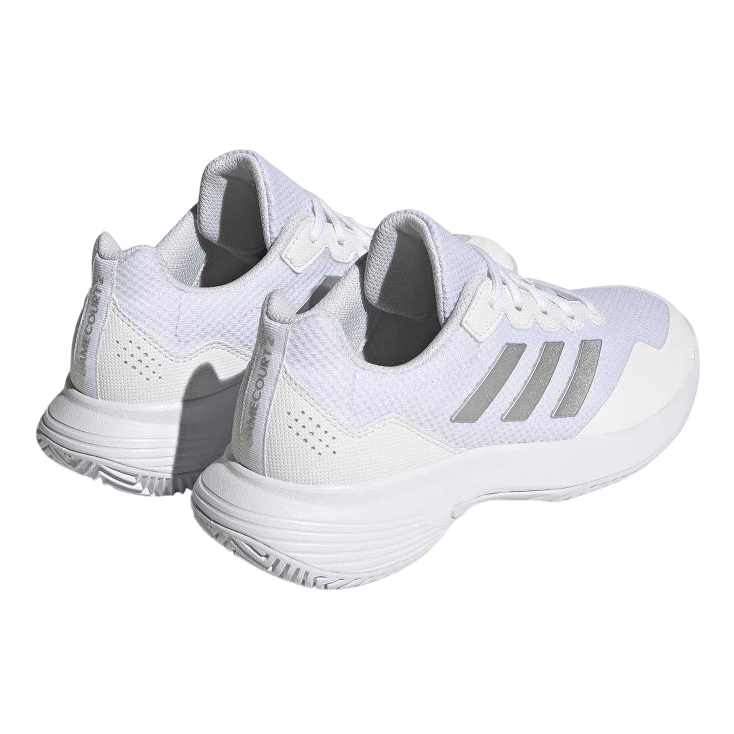 White - Back - Adidas Womens-Ladies GameCourt 2.0 3 Stripes Tennis Shoes