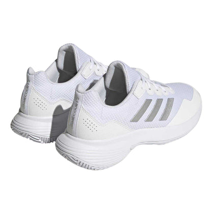 White - Back - Adidas Womens-Ladies GameCourt 2.0 3 Stripes Tennis Shoes