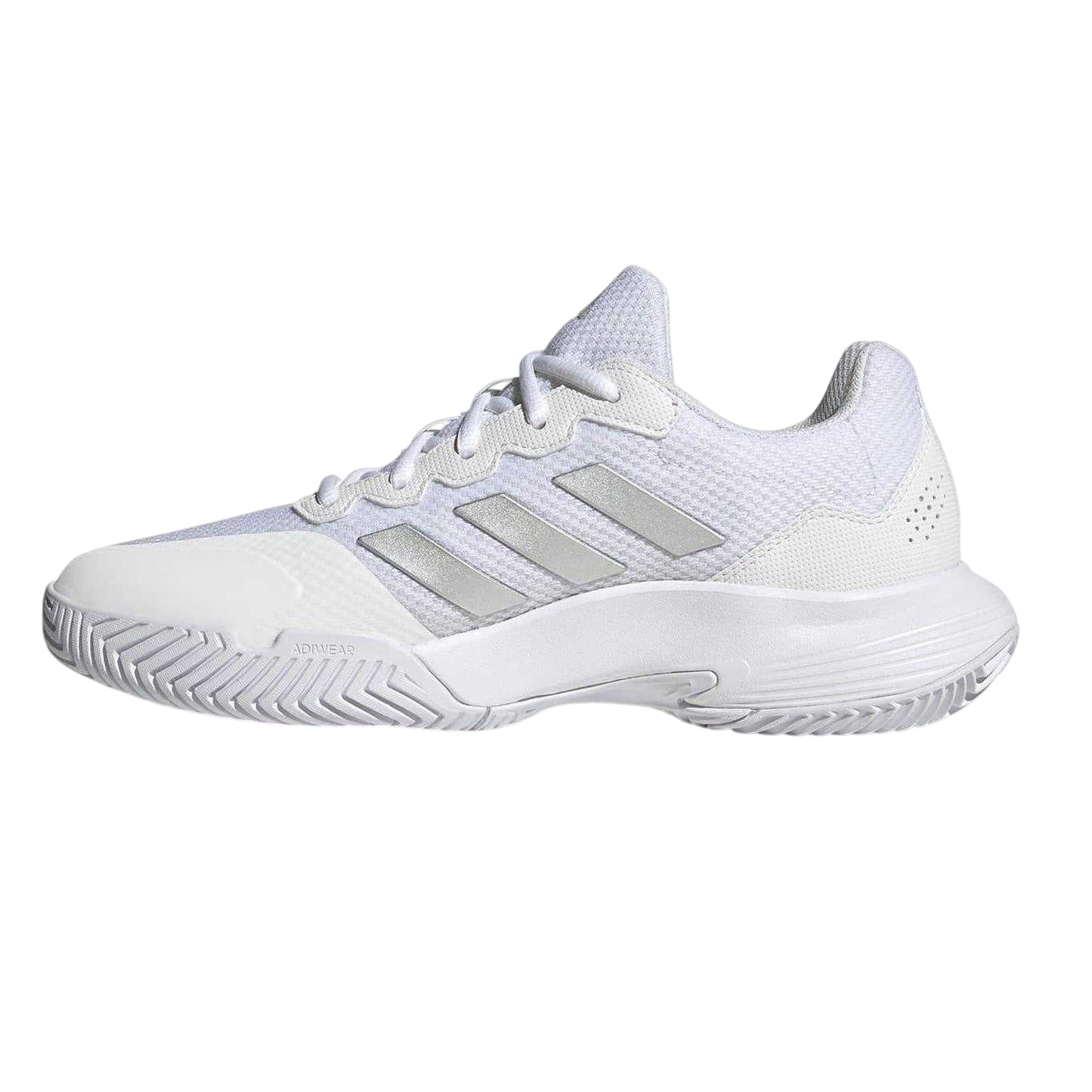 White - Side - Adidas Womens-Ladies GameCourt 2.0 3 Stripes Tennis Shoes
