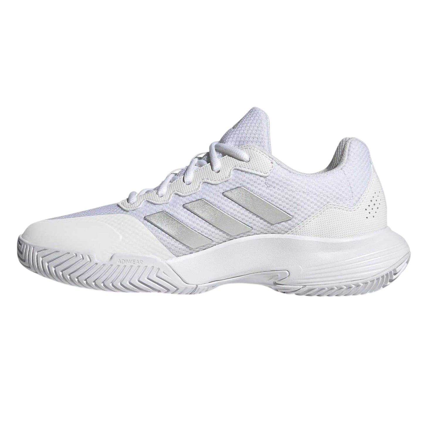 White - Side - Adidas Womens-Ladies GameCourt 2.0 3 Stripes Tennis Shoes
