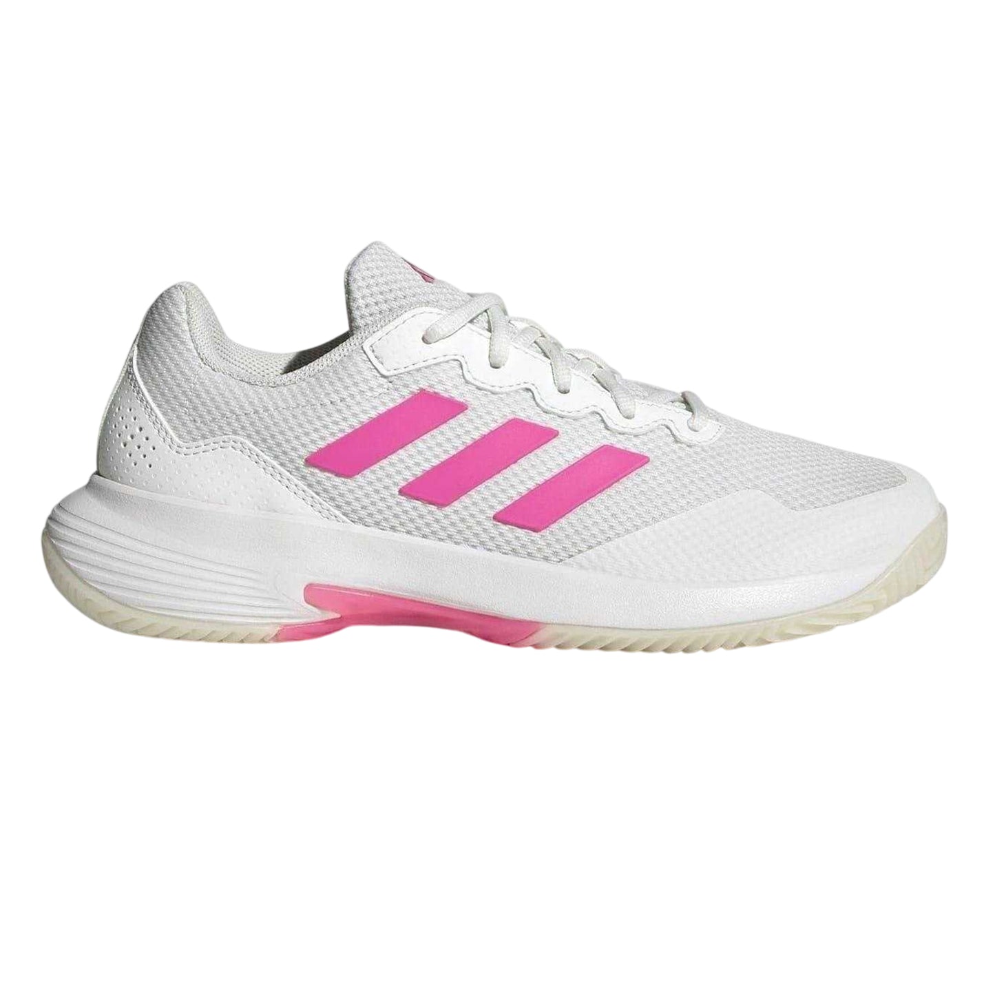 White-Pink-Black - Front - Adidas Womens-Ladies GameCourt 2.0 3 Stripes Tennis Shoes