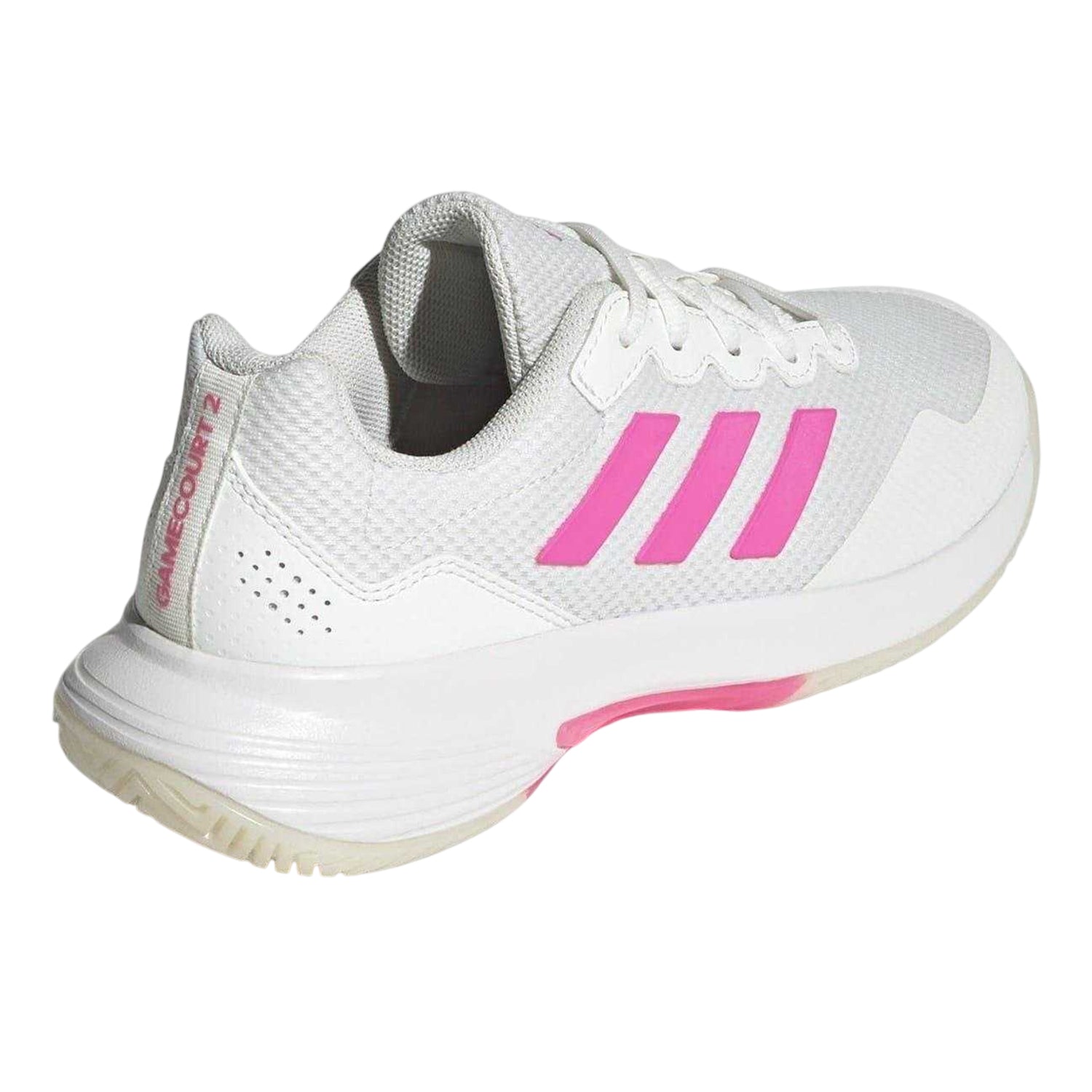 White-Pink-Black - Back - Adidas Womens-Ladies GameCourt 2.0 3 Stripes Tennis Shoes