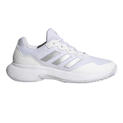 White - Front - Adidas Womens-Ladies GameCourt 2.0 3 Stripes Tennis Shoes
