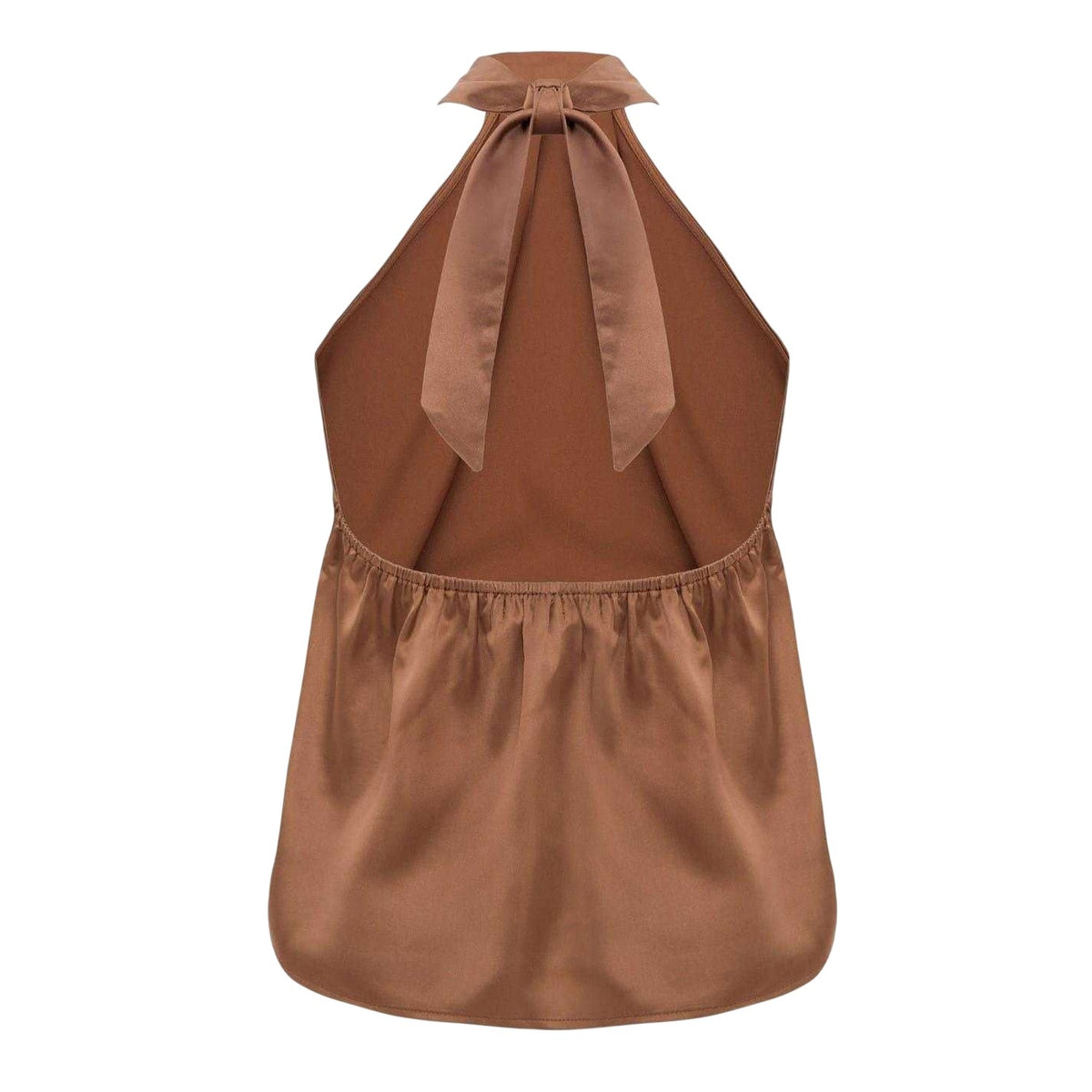 Brown - Back - I Saw It First Womens-Ladies Satin Halter Top
