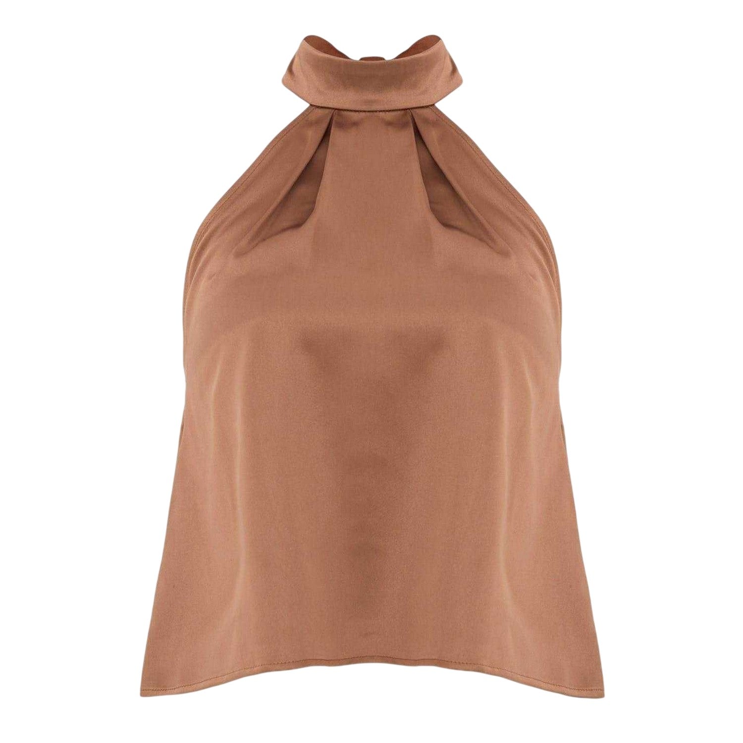 Brown - Front - I Saw It First Womens-Ladies Satin Halter Top