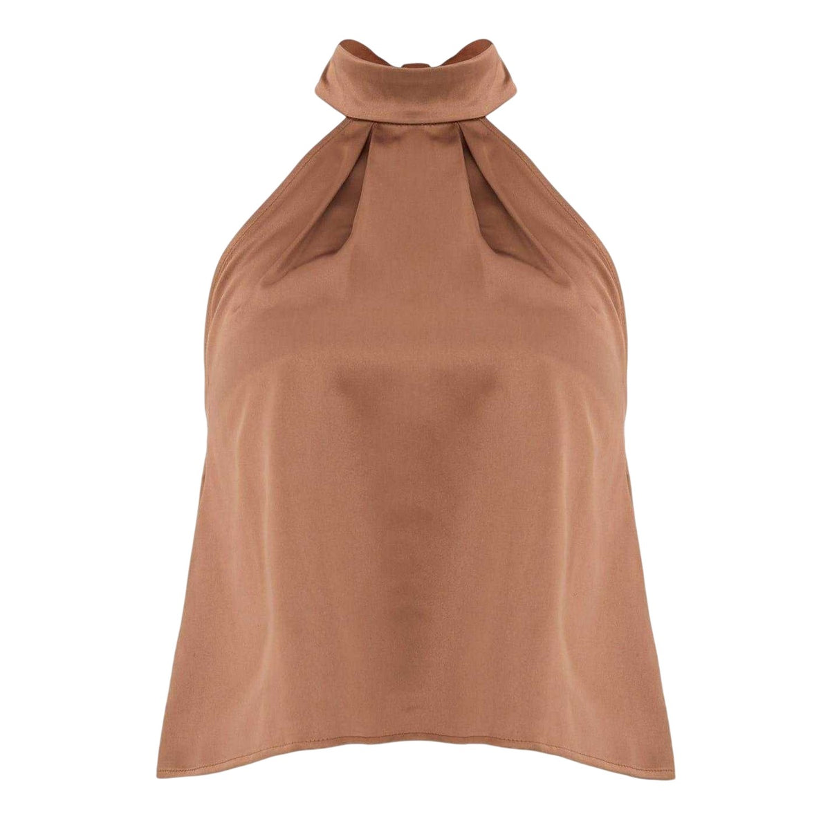 Brown - Front - I Saw It First Womens-Ladies Satin Halter Top