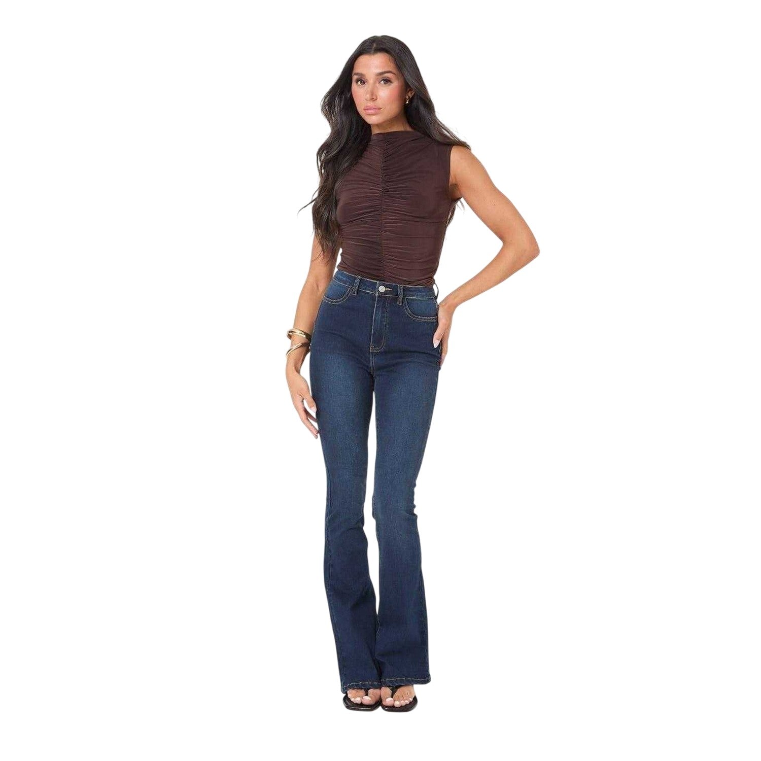Chocolate - Pack Shot - I Saw It First Womens-Ladies Ruched Fitted Top