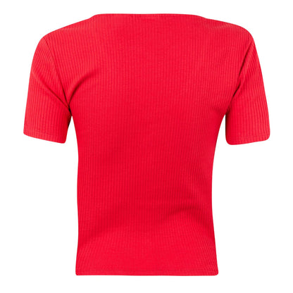 True Red - Back - Levis Womens-Ladies Ribbed V Neck Top