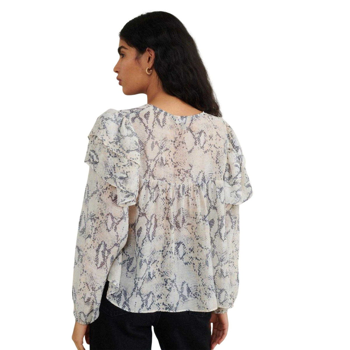 White - Back - Nobody´s Child Womens-Ladies Tilda Snake Print Blouse