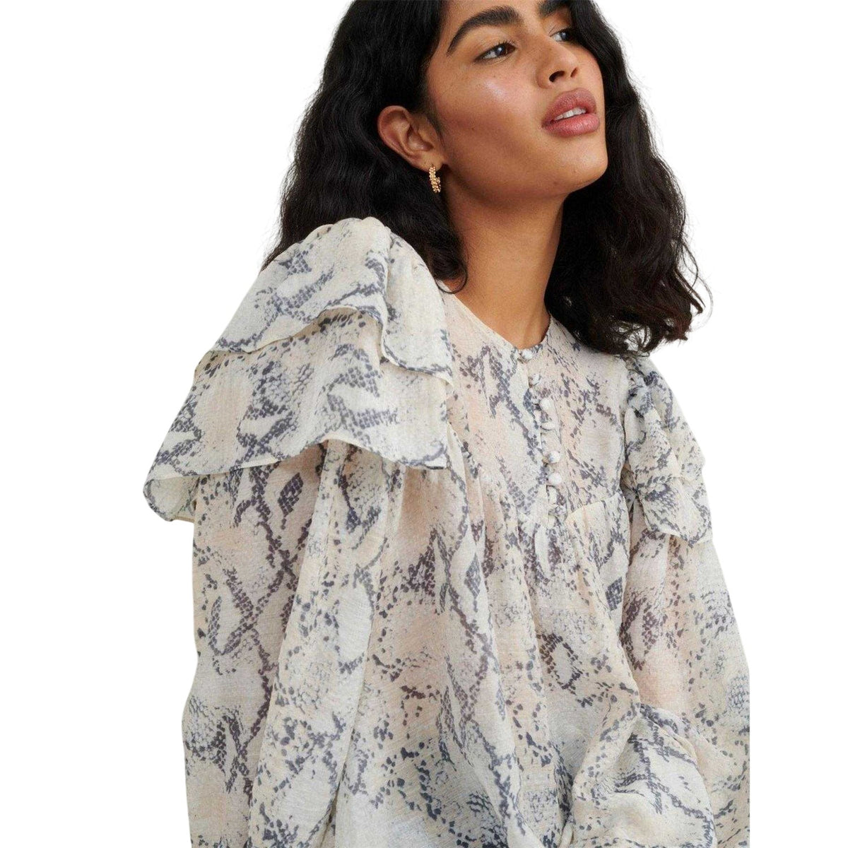 White - Side - Nobody´s Child Womens-Ladies Tilda Snake Print Blouse