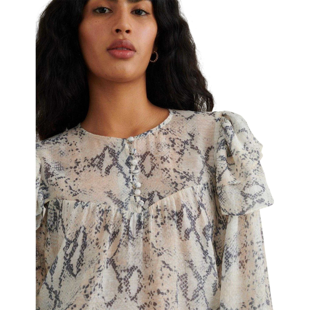 White - Lifestyle - Nobody´s Child Womens-Ladies Tilda Snake Print Blouse