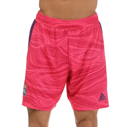 Pink - Front - Adidas Mens Olymipique Lyonnais Goalkeeper Shorts