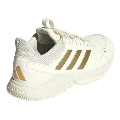 White-Gold - Back - Adidas Womens-Ladies 3 Stripes Low Cut Netball Trainers