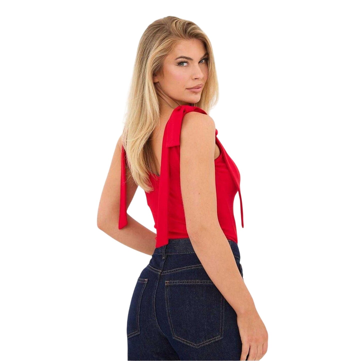 Red - Back - I Saw It First Womens-Ladies Bow Tank Top