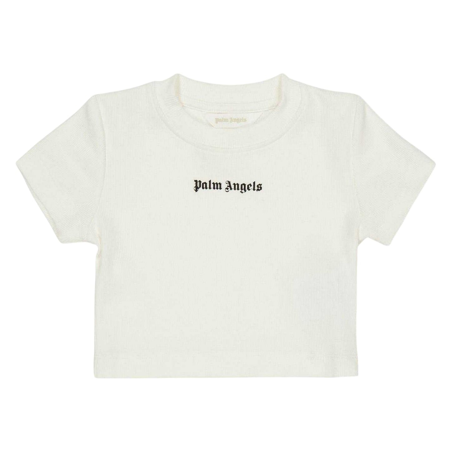 White - Front - Palm Angels Childrens-Kids Logo Cropped Regular T-Shirt
