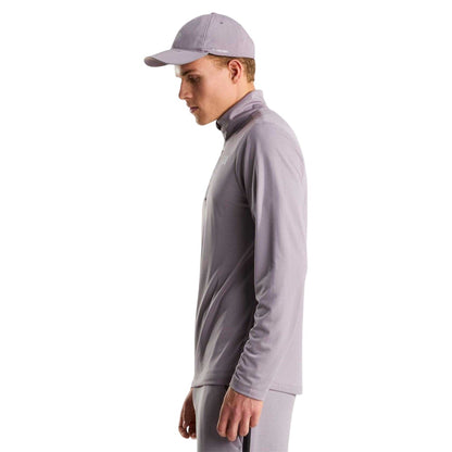 Grey - Pack Shot - The North Face Mens Logo Quarter Zip Long-Sleeved T-Shirt