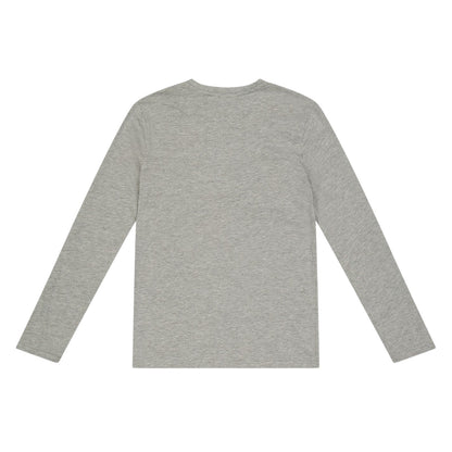 Grey - Back - Farah Childrens-Kids Danny Embroidered Logo Long-Sleeved T-Shirt